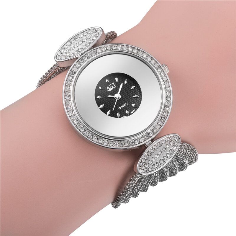 Mode Unique Design Grand Cadran Mesh Bracelet Femmes Montre À Quartz