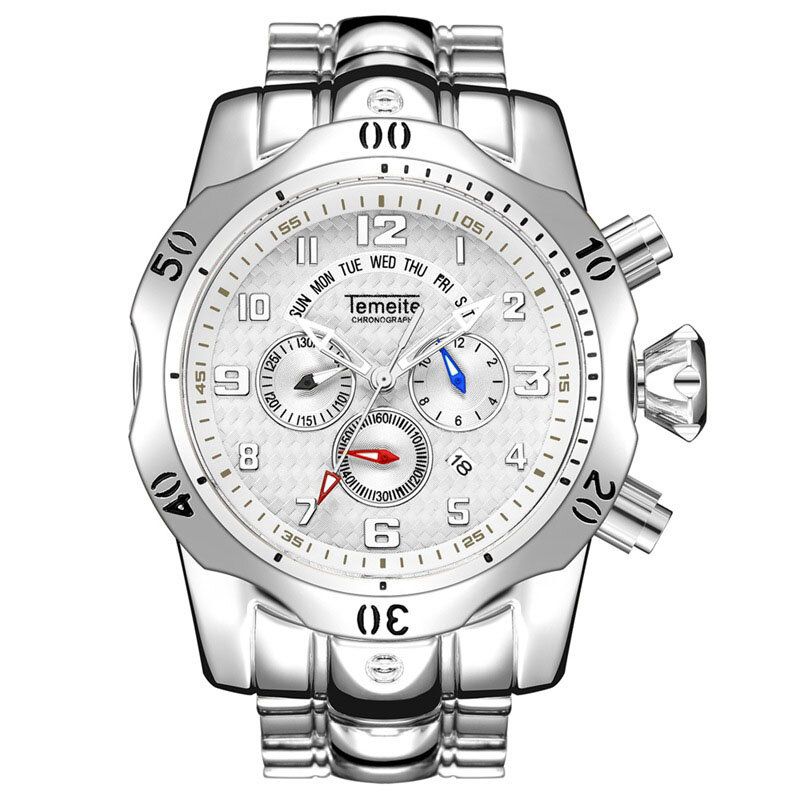 Montre D'affaires À Grand Cadran Pour Hommes Calendrier Lumineux Multifonctionnel Montre À Quartz Étanche