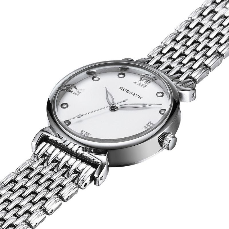 Montre-bracelet En Acier Au Design Élégant Pour Femme Chiffres Romains Montres À Quartz