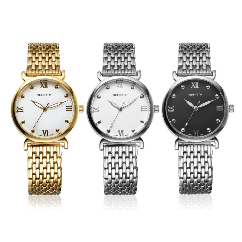 Montre-bracelet En Acier Au Design Élégant Pour Femme Chiffres Romains Montres À Quartz