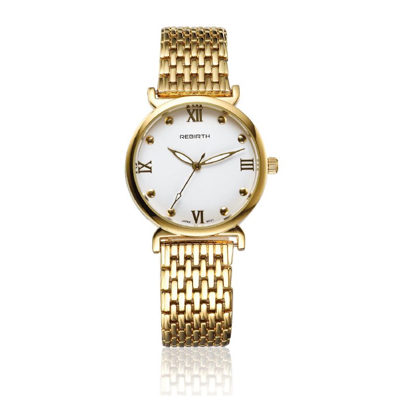 Montre-bracelet En Acier Au Design Élégant Pour Femme Chiffres Romains Montres À Quartz