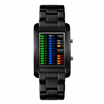 Montre-bracelet À Affichage Led De Style Professionnel Avec Bande En Acier Montre Numérique De Style Créatif