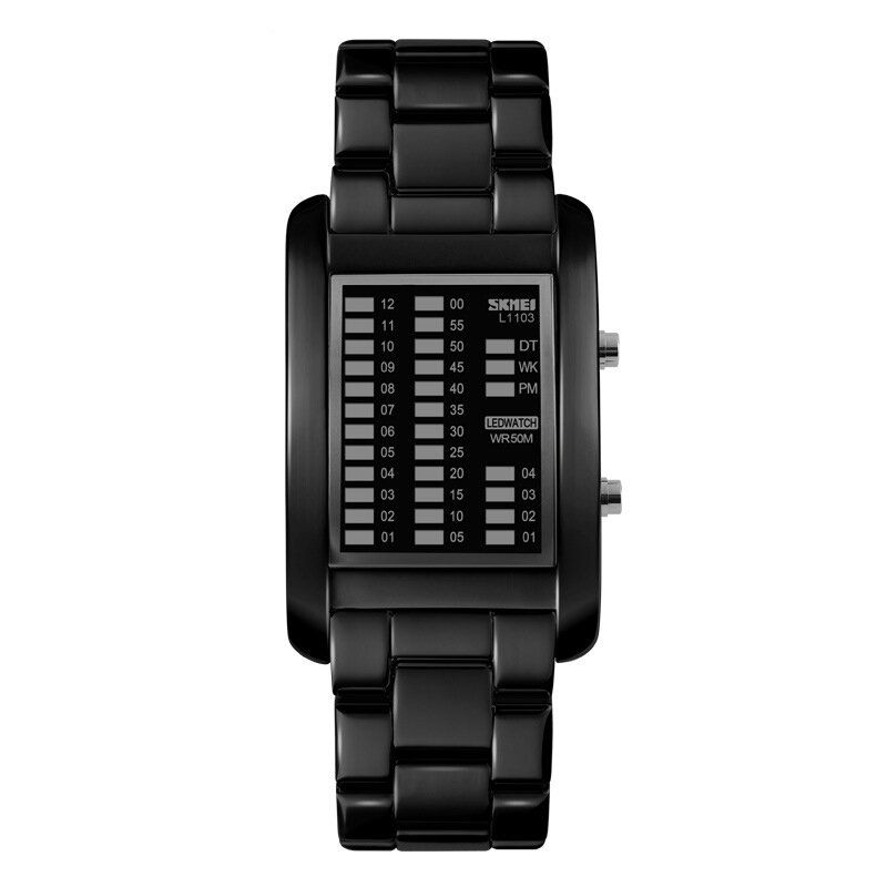 Montre-bracelet À Affichage Led De Style Professionnel Avec Bande En Acier Montre Numérique De Style Créatif