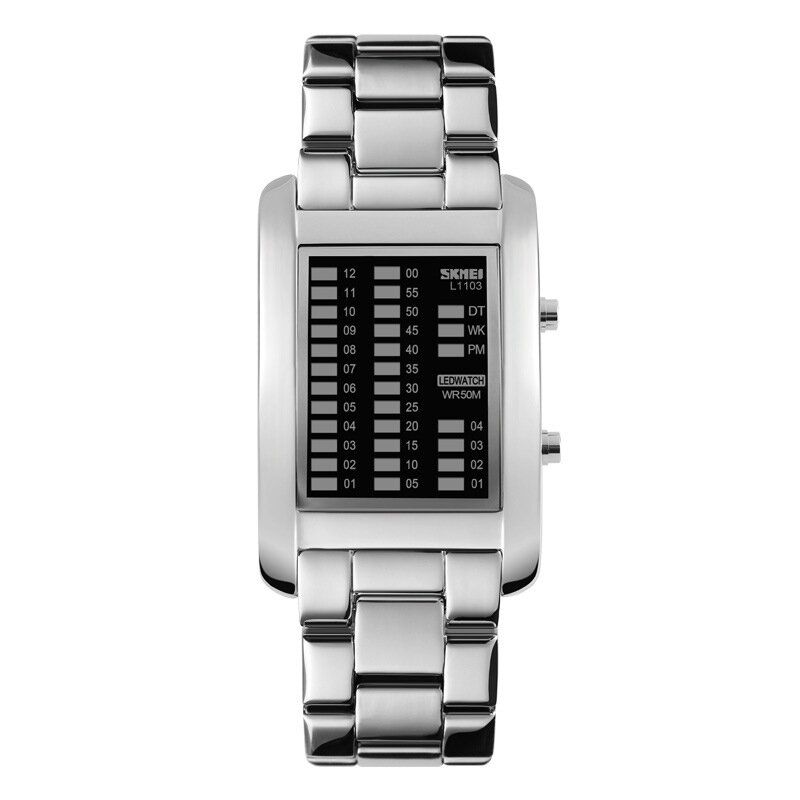 Montre-bracelet À Affichage Led De Style Professionnel Avec Bande En Acier Montre Numérique De Style Créatif