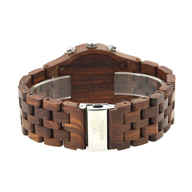 Montre-bracelet En Bois Multifonction Bewell Affichage De La Date Créative Montre À Quartz Pour Hommes