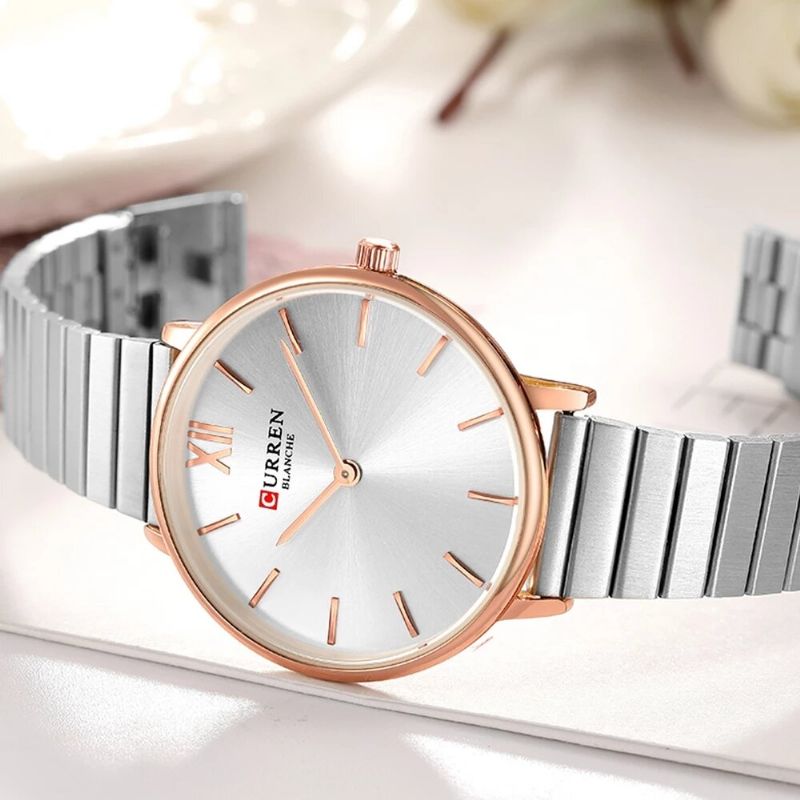 Montre-bracelet Pour Dames De Style Décontracté À La Mode Montres À Quartz Ultra Minces Avec Bande En Acier