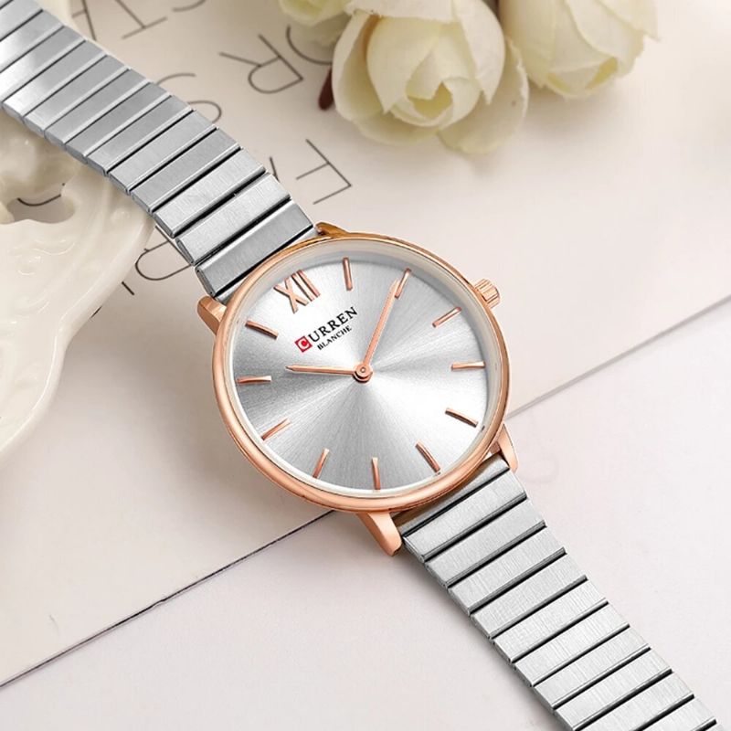 Montre-bracelet Pour Dames De Style Décontracté À La Mode Montres À Quartz Ultra Minces Avec Bande En Acier