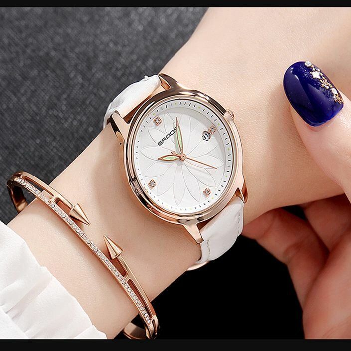 Montre-bracelet Élégante Pour Femme Avec Affichage De La Date Et Montre À Quartz