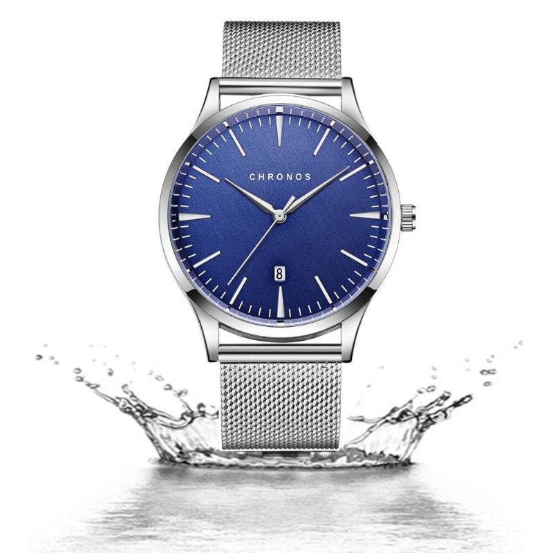 Montre-bracelet Étanche Pour Hommes De Style Décontracté 40 mm Hardlex Dial Ultra Thin Quartz Watch