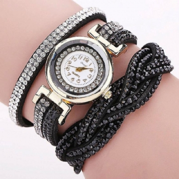 Montre-bracelet Pour Femme De Style Rétro En Cristal Montres À Quartz