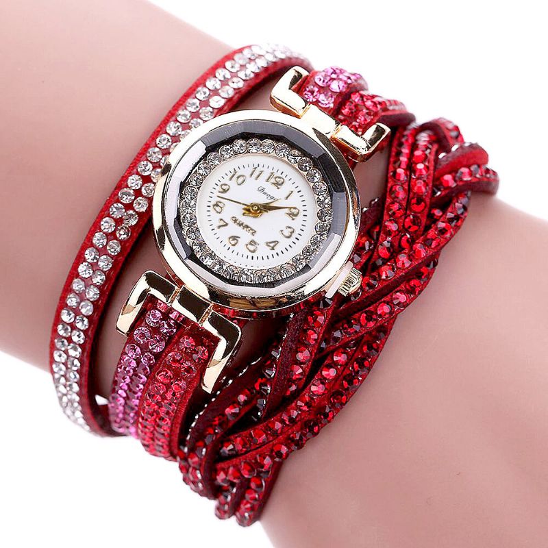 Montre-bracelet Pour Femme De Style Rétro En Cristal Montres À Quartz