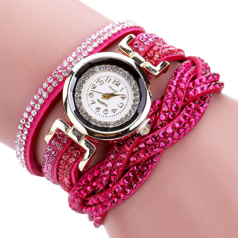 Montre-bracelet Pour Femme De Style Rétro En Cristal Montres À Quartz