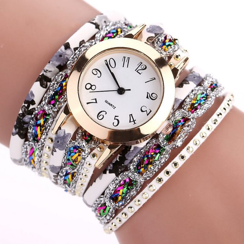 Montre-bracelet Pour Femme De Style Rétro Montre À Quartz Avec Strass