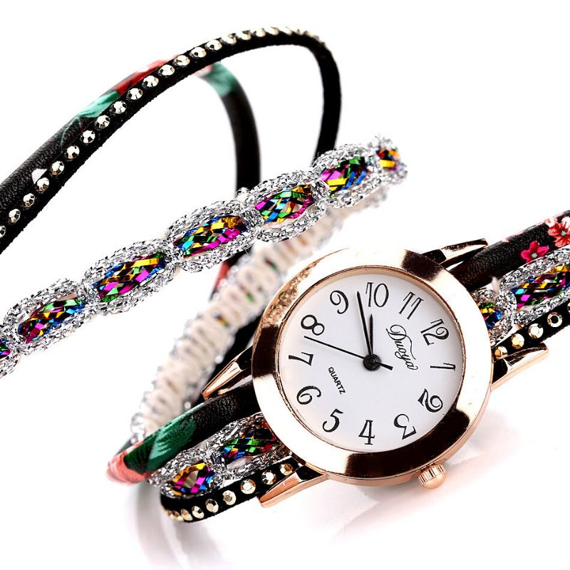 Montre-bracelet Pour Femme De Style Rétro Montre À Quartz Avec Strass