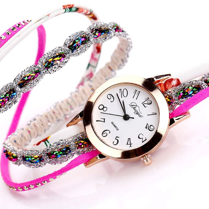 Montre-bracelet Pour Femme De Style Rétro Montre À Quartz Avec Strass