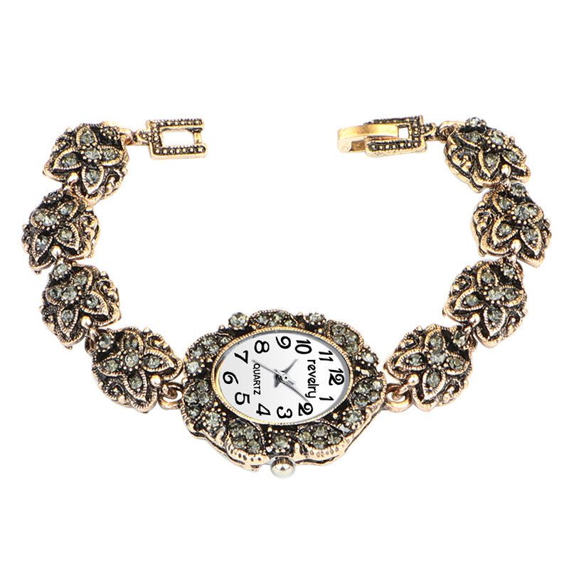 Montre-bracelet Pour Femme De Style Rétro Montre À Quartz De Luxe En Cristal