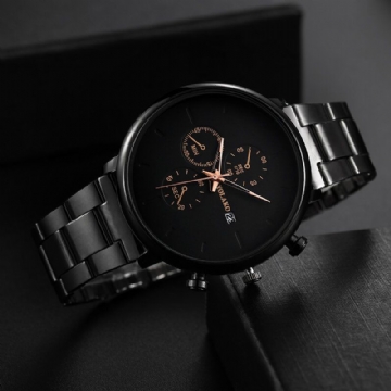 Montre-bracelet Pour Hommes De Style Décontracté Montre À Quartz Avec Calendrier En Acier