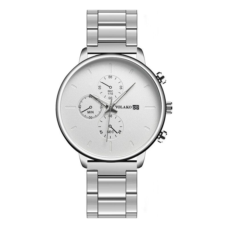 Montre-bracelet Pour Hommes De Style Décontracté Montre À Quartz Avec Calendrier En Acier