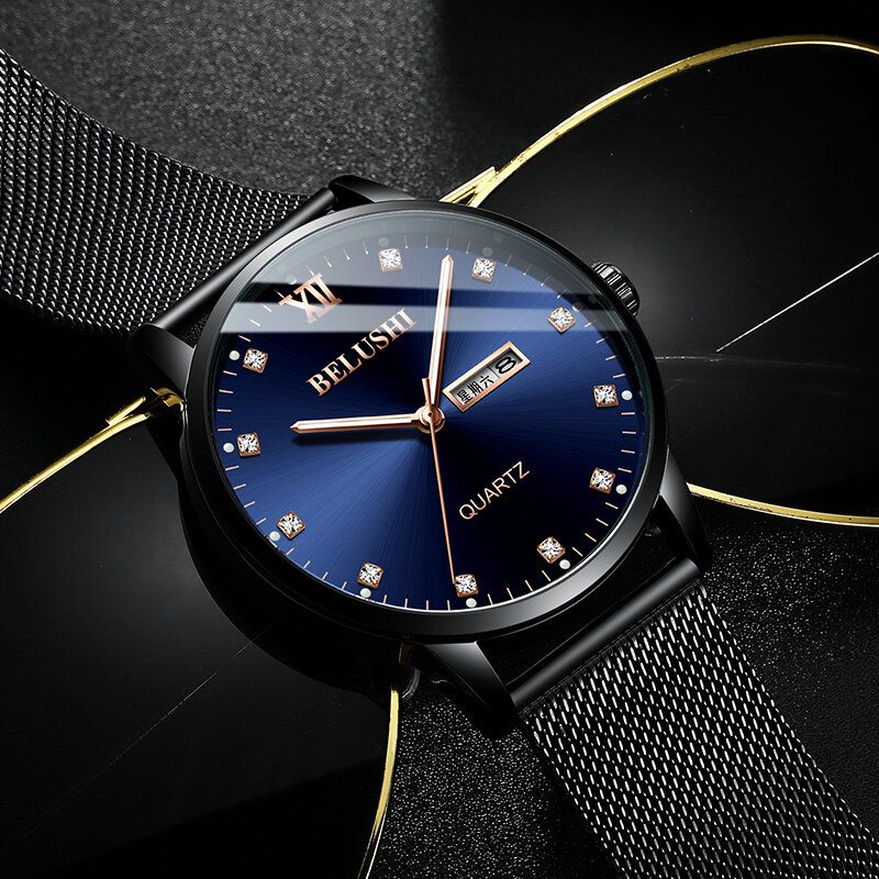 Montre-bracelet À La Mode Calendrier Lumineux Date Montre À Quartz Étanche Pour Hommes D'affaires