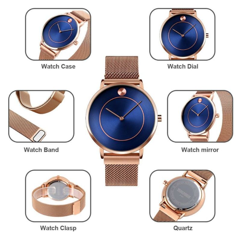 Montre-bracelet À La Mode Pour Hommes Ultra Minces Montre À Quartz Étanche De Style Professionnel