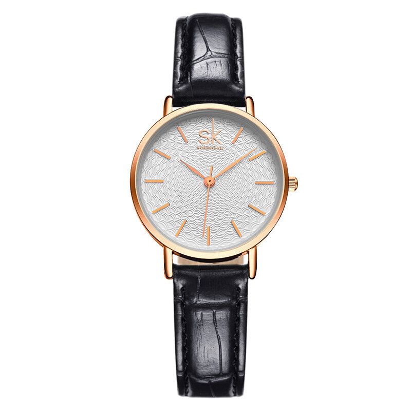 Montre-bracelet Ultra Fine Pour Femme De Style Décontracté Montre À Quartz Avec Bande En Acier