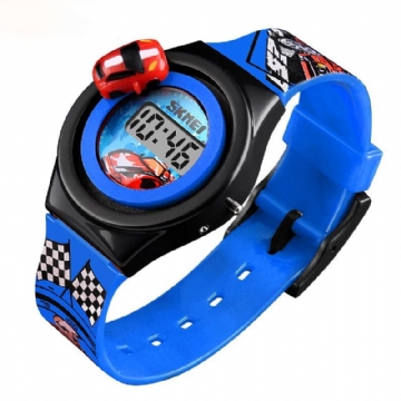 Montre Pour Enfants De Dessin Animé Créatif Avec Décoration De Voiture Rotative Sport Enfants Montres Numériques