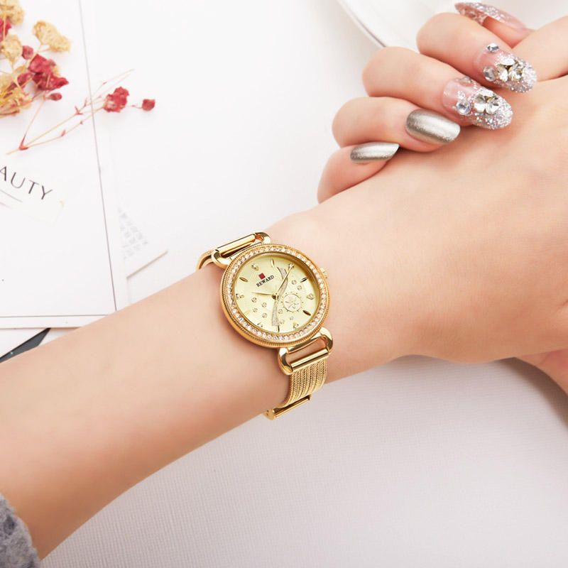 Montre Femme Décontractée Étanche Lumière Luxe Bracelet En Acier Inoxydable Montre À Quartz