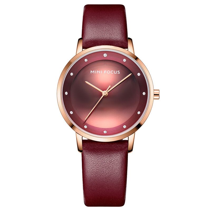 Montre Femme À La Mode Avec Cadran En Diamant Bracelet En Cuir Étanche Montre À Quartz Simple Pour Femme