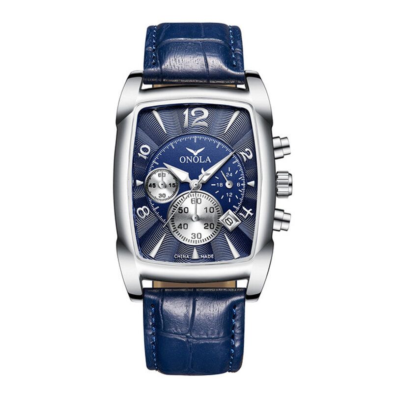 Montre Homme D'affaires Affichage De La Date Multifonction Bracelet En Cuir Étanche Montre À Quartz