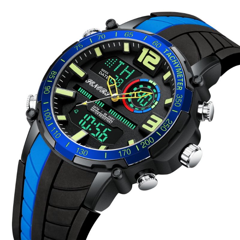 Montre Numérique À Double Affichage Sport De Plein Air Réveil Calendrier Chronographe Noctilucent Montre Étanche