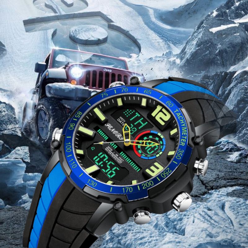 Montre Numérique À Double Affichage Sport De Plein Air Réveil Calendrier Chronographe Noctilucent Montre Étanche