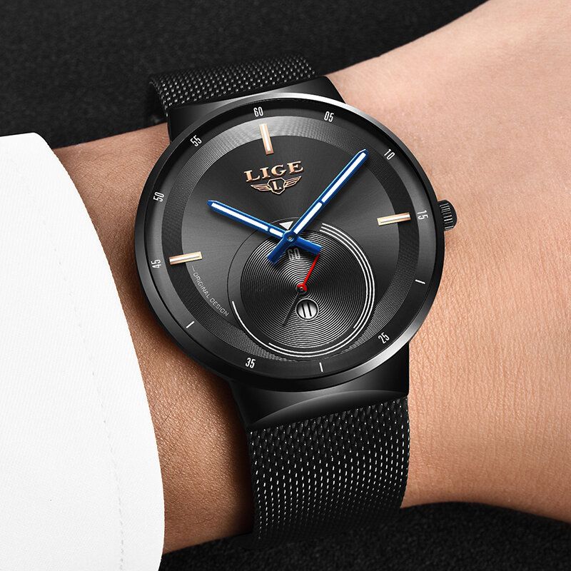 Montre À Quartz Avec Bracelet En Acier Pour Homme