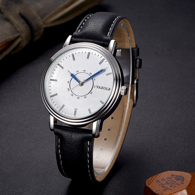 Montre À Quartz Avec Bracelet En Cuir De Style Loisir Montre-bracelet Pour Homme Ultra Mince