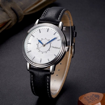 Montre À Quartz Avec Bracelet En Cuir De Style Loisir Montre-bracelet Pour Homme Ultra Mince