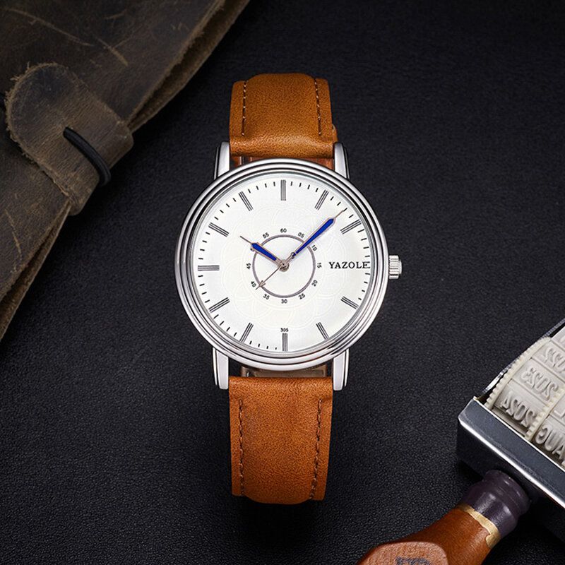 Montre À Quartz Avec Bracelet En Cuir De Style Loisir Montre-bracelet Pour Homme Ultra Mince