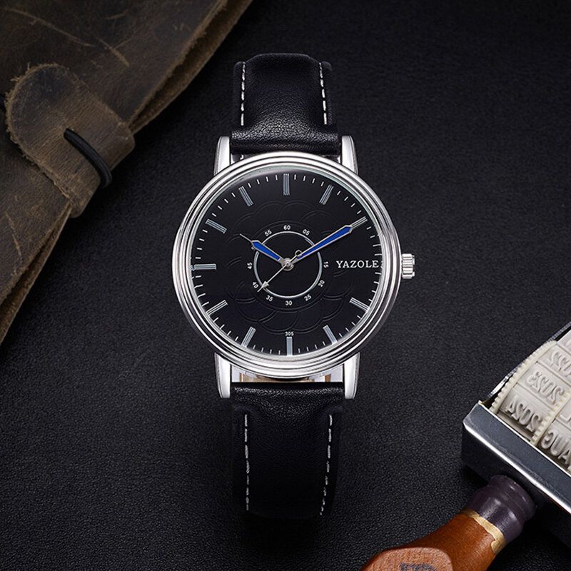 Montre À Quartz Avec Bracelet En Cuir De Style Loisir Montre-bracelet Pour Homme Ultra Mince