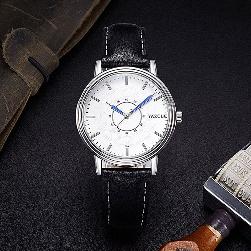 Montre À Quartz Avec Bracelet En Cuir De Style Loisir Montre-bracelet Pour Homme Ultra Mince