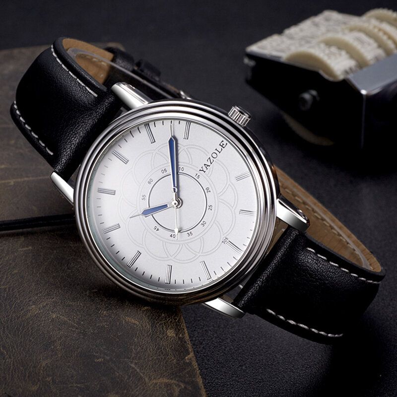 Montre À Quartz Avec Bracelet En Cuir De Style Loisir Montre-bracelet Pour Homme Ultra Mince