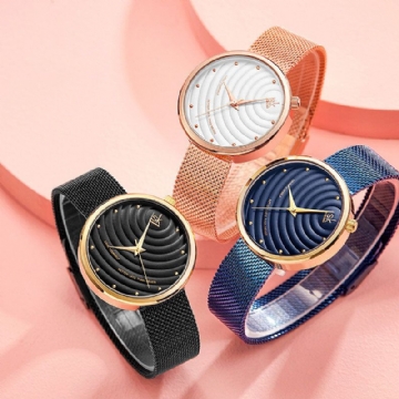 Montre À Quartz À Cadran Simple Avec Bracelet En Acier Pour Femme