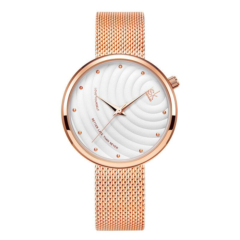 Montre À Quartz À Cadran Simple Avec Bracelet En Acier Pour Femme