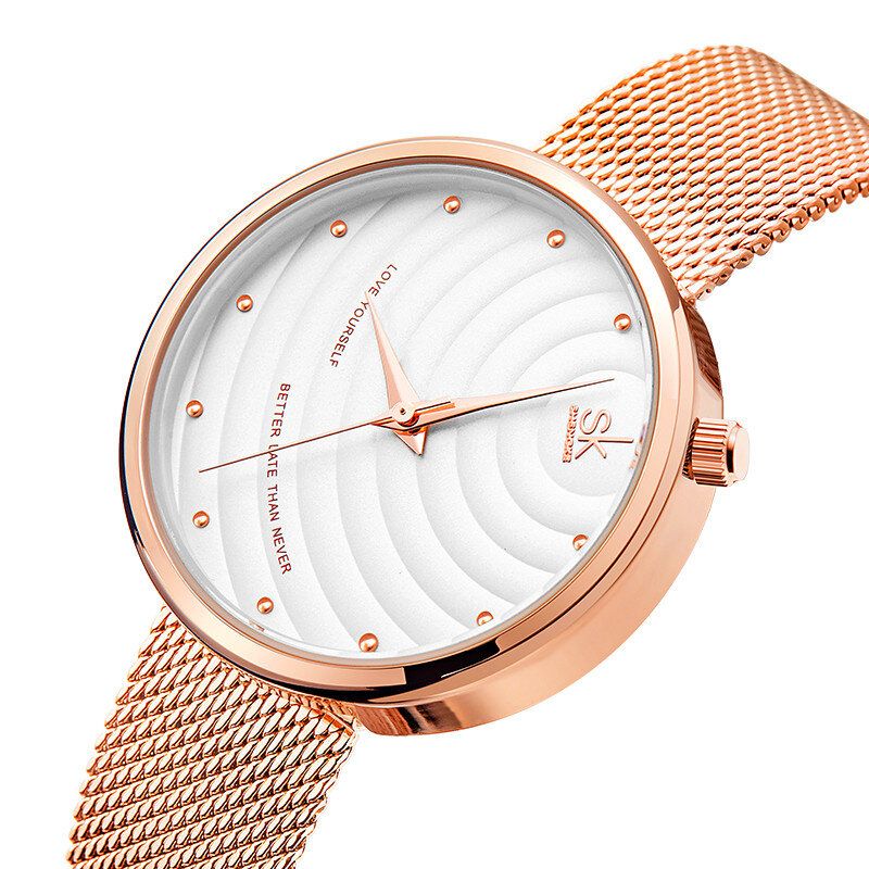 Montre À Quartz À Cadran Simple Avec Bracelet En Acier Pour Femme