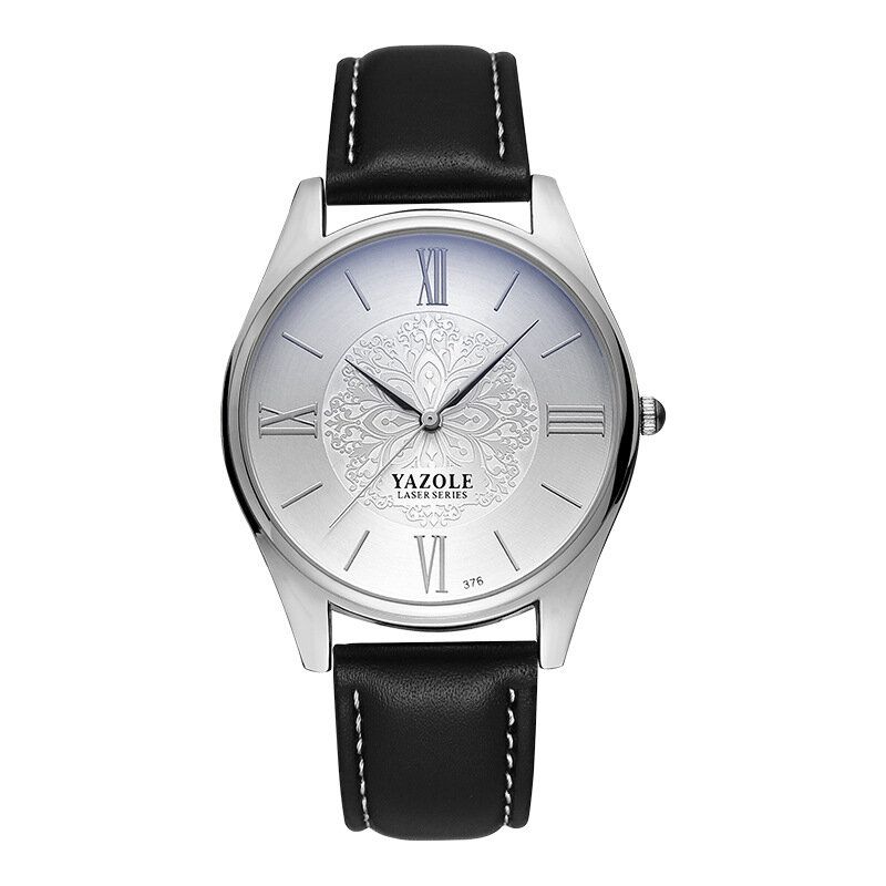 Montre À Quartz À Cadran Simple En Cuir Pour Hommes