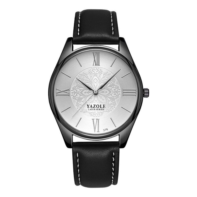 Montre À Quartz À Cadran Simple En Cuir Pour Hommes