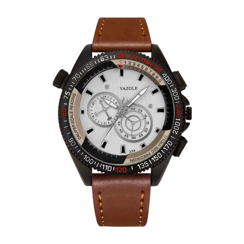 Montre À Quartz Étanche À Cadran Tridimensionnel Extérieur En Cuir Pu