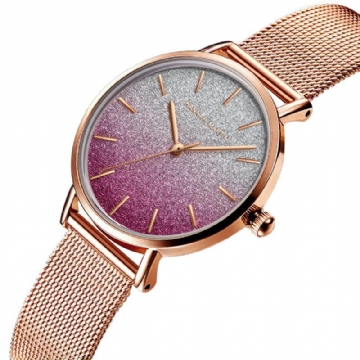 Montre À Quartz Pour Femme Avec Cadran Dégradé De Couleur Ultra-mince En Acier