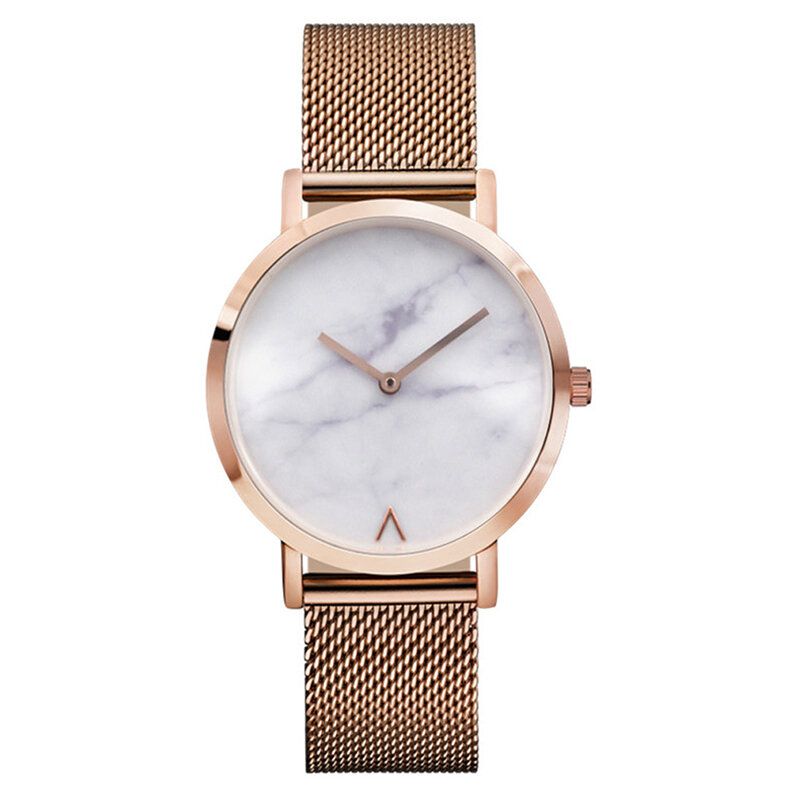 Montre À Quartz Pour Femme Avec Cadran En Marbre Et Bracelet En Acier Inoxydable