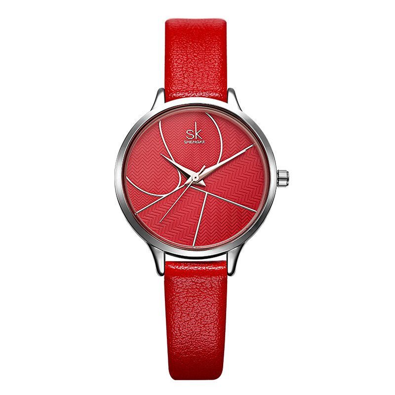 Montre À Quartz Pour Femme Avec Cadran Simple Et Bracelet En Cuir