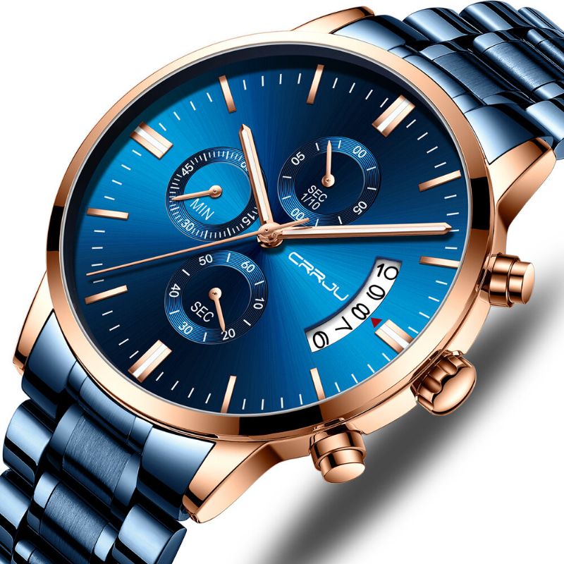 Montre À Quartz Pour Homme Avec Bracelet En Acier Et Chronographe À La Mode