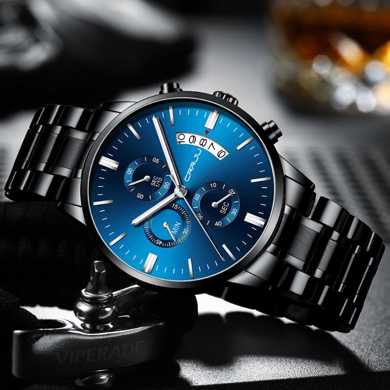 Montre À Quartz Pour Homme Avec Bracelet En Acier Et Chronographe À La Mode