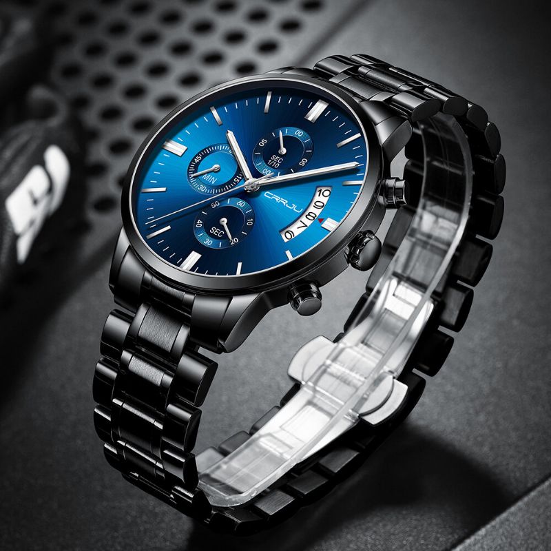 Montre À Quartz Pour Homme Avec Bracelet En Acier Et Chronographe À La Mode